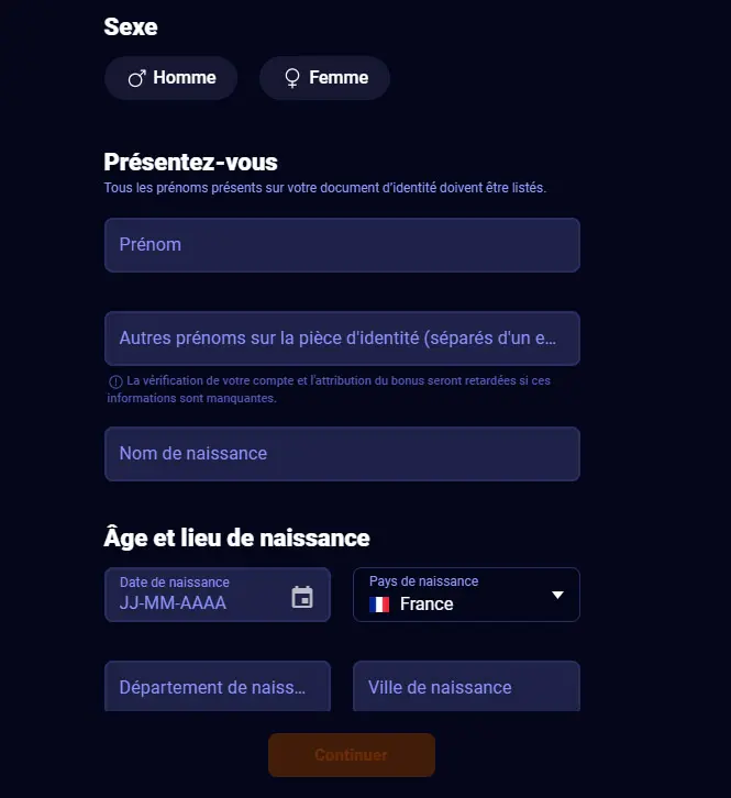 Processus d'inscription BETSSON CASINO